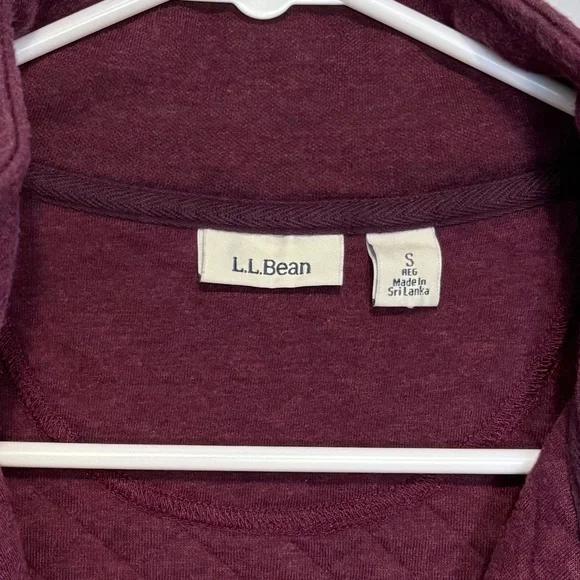 L.L. Bean Dark Plum Quilted Zip Sweatshirt Size Small - Picture 3 of 4